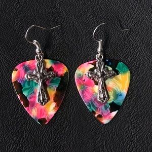 Crucifix Guitar Pick Earrings! 😇